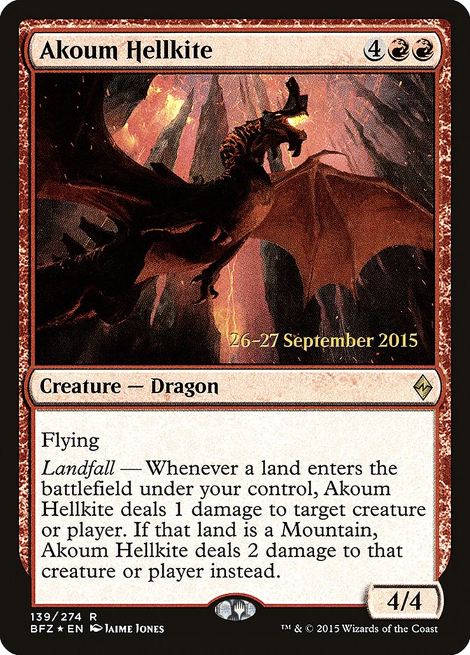 Akoum Hellkite – Rare Magic: The Gathering card from Battle for Zendikar Promos (#139s)