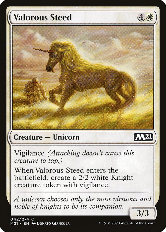 Valorous Steed – Common Magic: The Gathering card from Core Set 2021 (#42)
