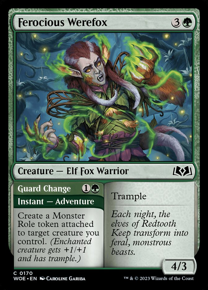 Ferocious Werefox // Guard Change – Common Magic: The Gathering card from Wilds of Eldraine (#170)
