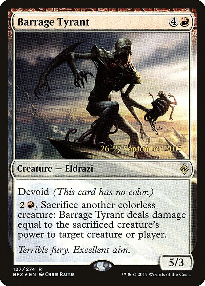 Barrage Tyrant – Rare Magic: The Gathering card from Battle for Zendikar Promos (#127s)
