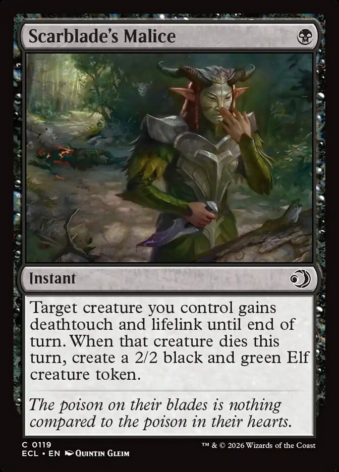 Scarblade's Malice – Common Magic: The Gathering card from Lorwyn Eclipsed (#119)
