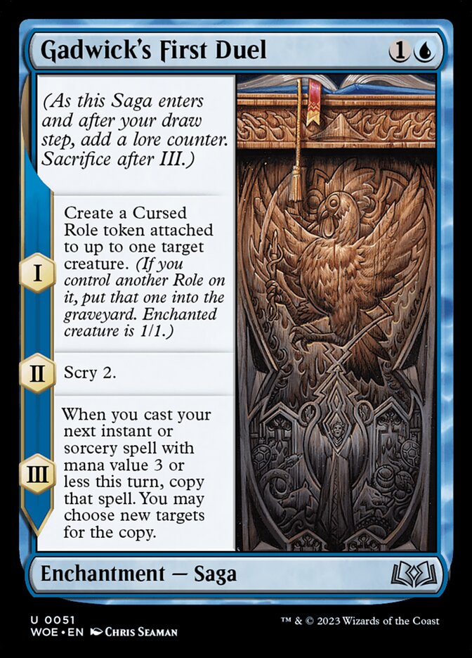 Gadwick's First Duel – Uncommon Magic: The Gathering card from Wilds of Eldraine (#51)
