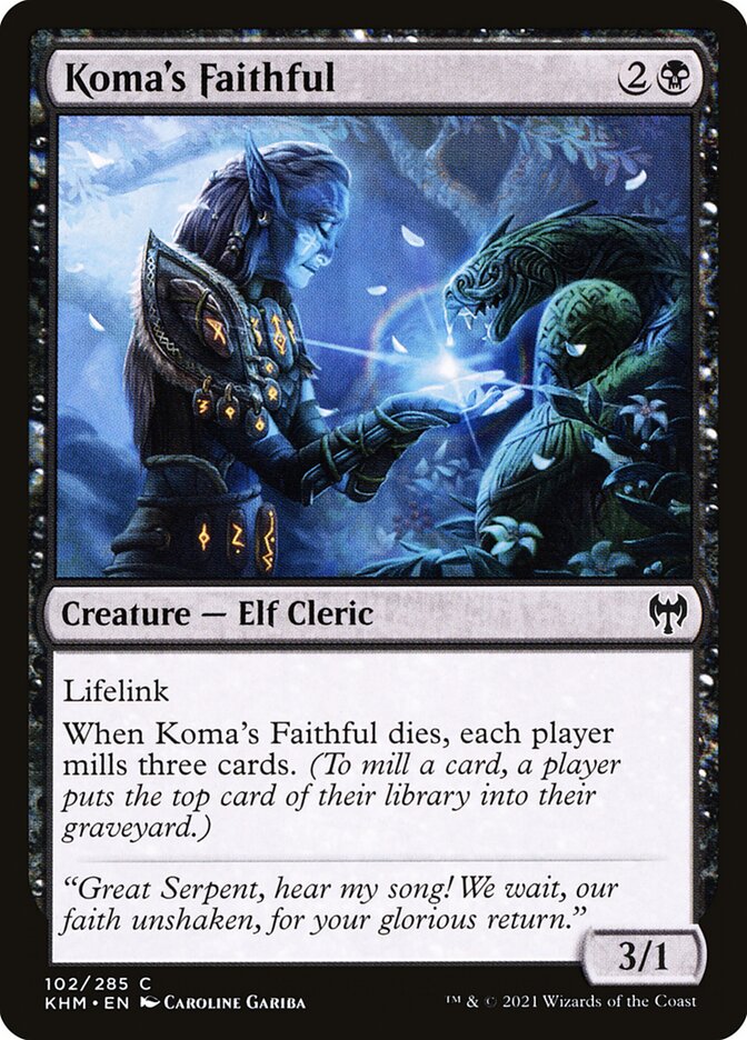 Koma's Faithful – Common Magic: The Gathering card from Kaldheim (#102)