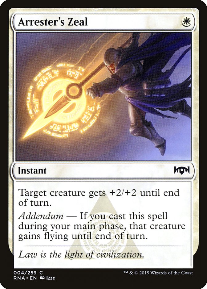 Arrester's Zeal – Common Magic: The Gathering card from Ravnica Allegiance (#4)