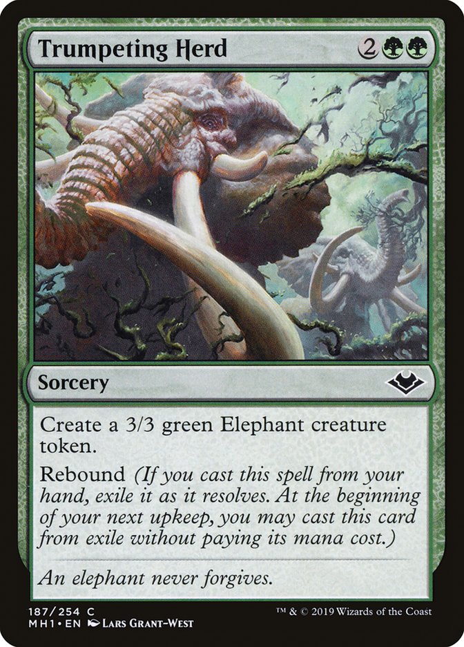Trumpeting Herd – Common Magic: The Gathering card from Modern Horizons (#187)