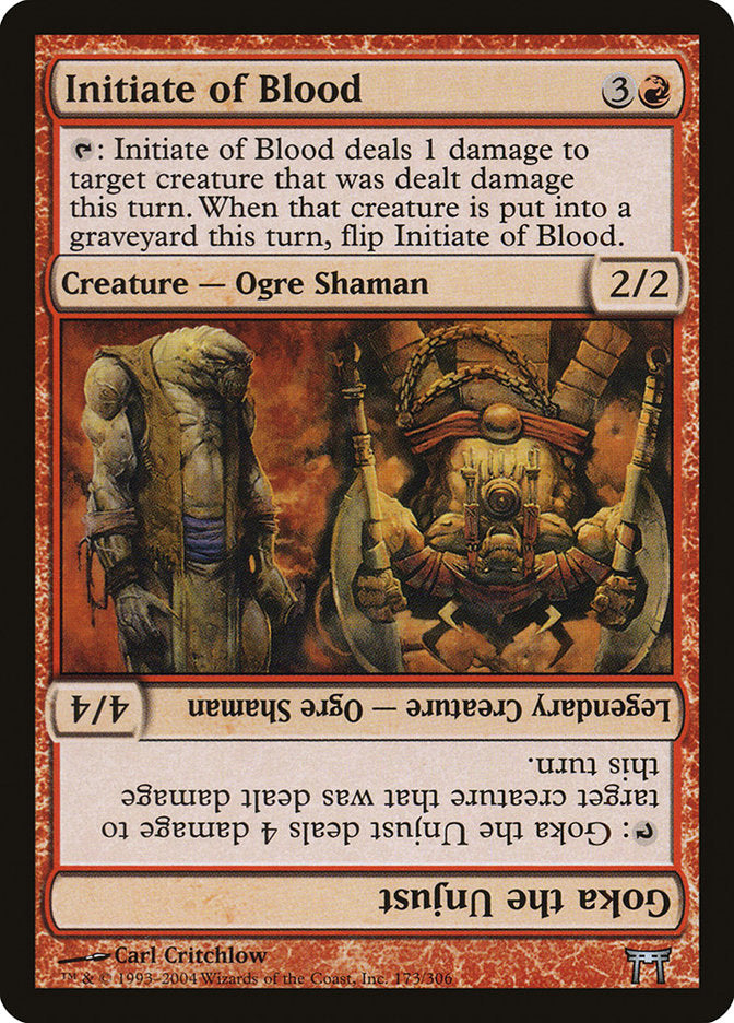 Initiate of Blood // Goka the Unjust – Uncommon Magic: The Gathering card from Champions of Kamigawa (#173)