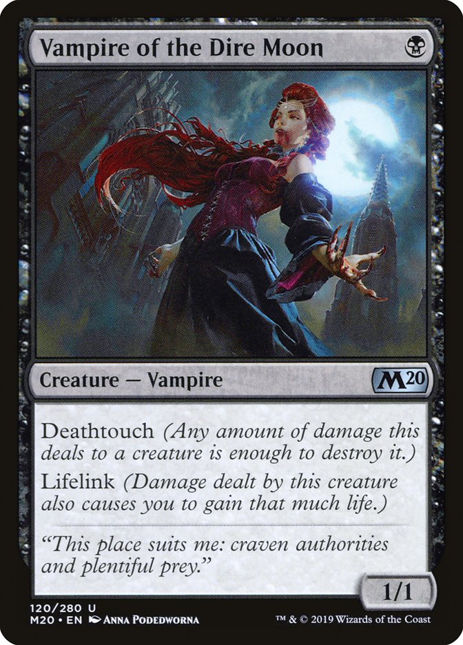 Vampire of the Dire Moon – Uncommon Magic: The Gathering card from Core Set 2020 (#120)