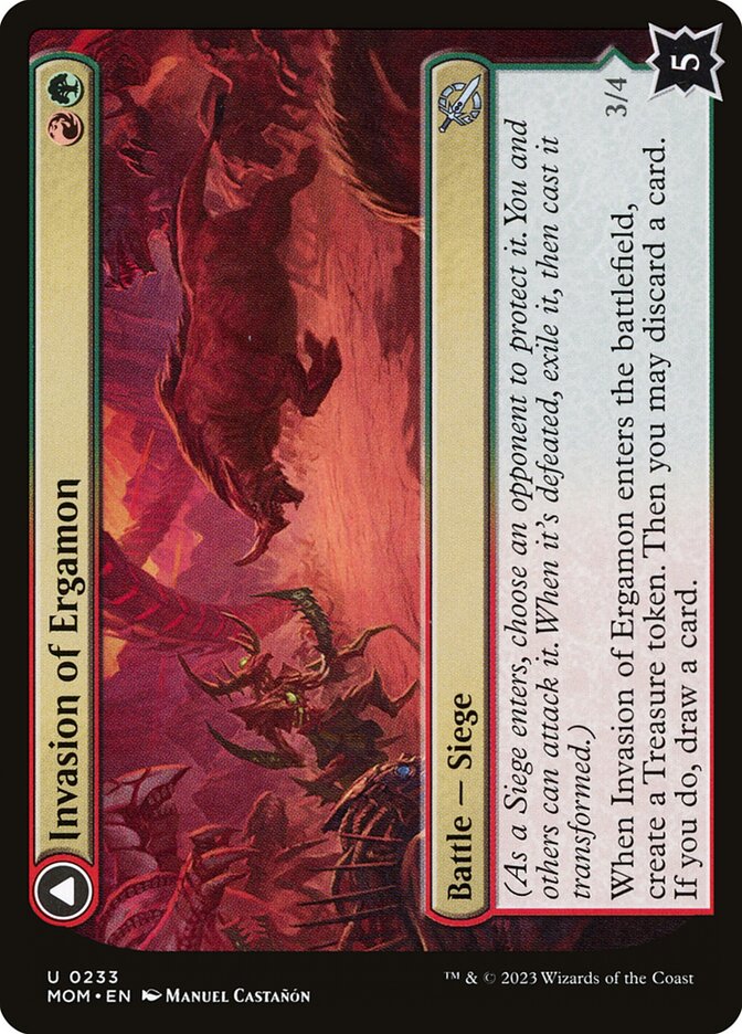 Invasion of Ergamon // Truga Cliffcharger – Uncommon Magic: The Gathering card from March of the Machine (#233)