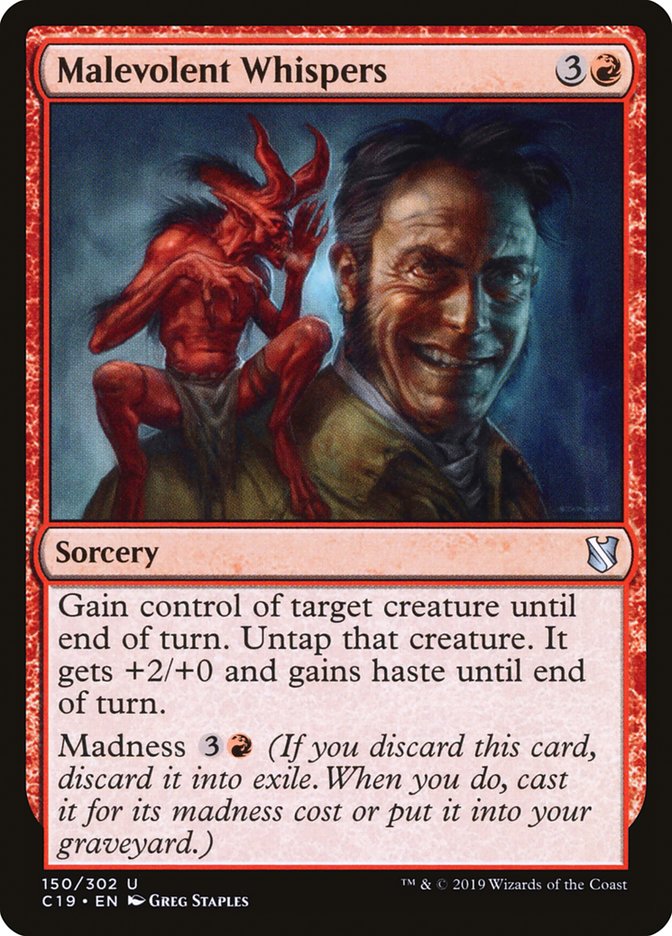 Malevolent Whispers – Uncommon Magic: The Gathering card from Commander 2019 (#150)