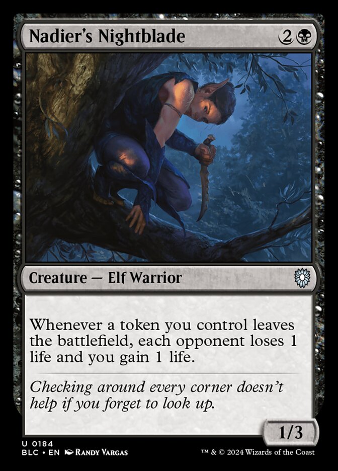 Nadier's Nightblade – Uncommon Magic: The Gathering card from Bloomburrow Commander (#184)