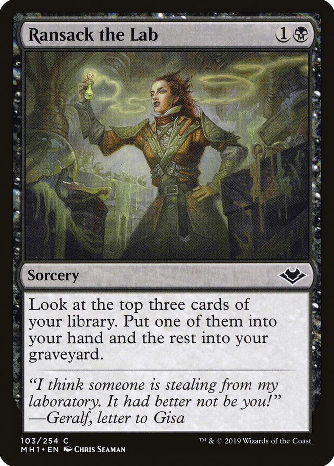 Ransack the Lab – Common Magic: The Gathering card from Modern Horizons (#103)