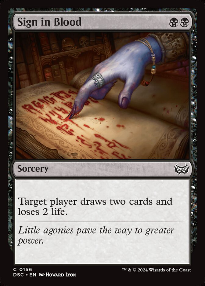 Sign in Blood – Common Magic: The Gathering card from Duskmourn: House of Horror Commander (#156)