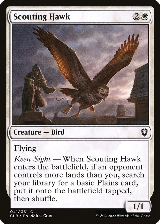 Scouting Hawk – Common Magic: The Gathering card from Commander Legends: Battle for Baldur's Gate (#41)