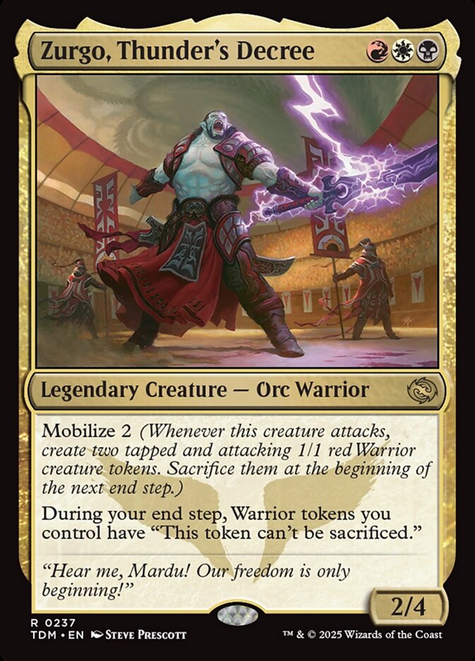 Zurgo, Thunder's Decree – Rare Magic: The Gathering card from Tarkir: Dragonstorm (#237)