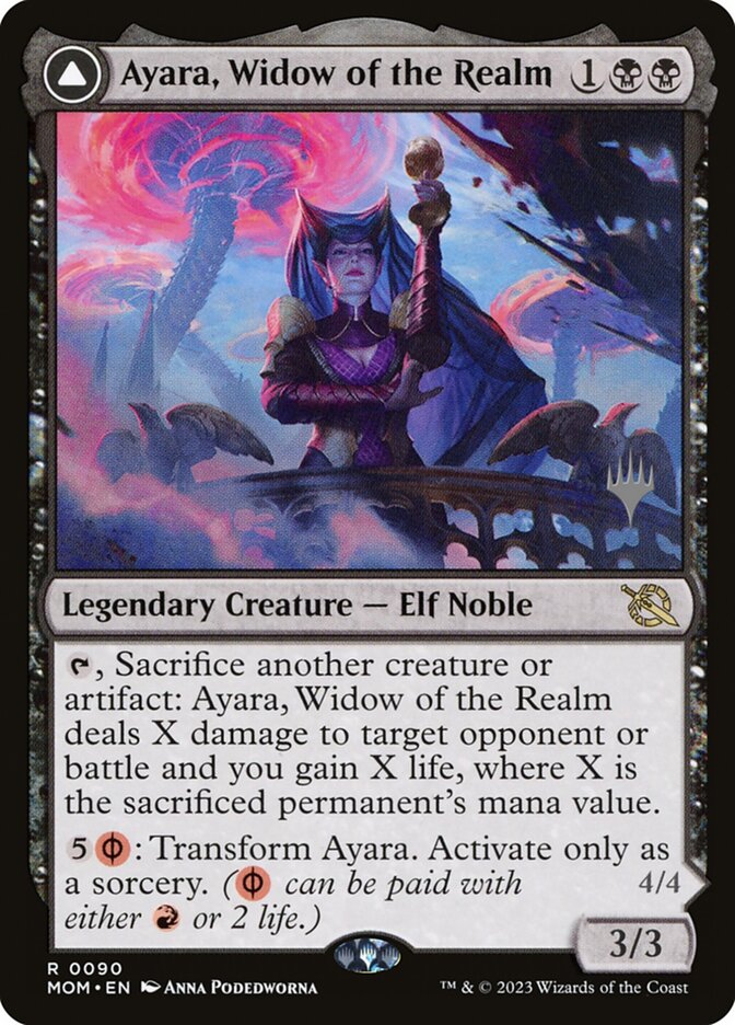 Ayara, Widow of the Realm // Ayara, Furnace Queen – Rare Magic: The Gathering card from March of the Machine Promos (#90p)