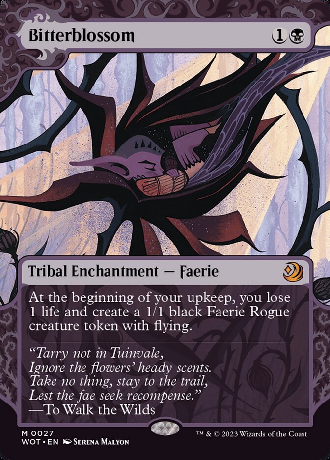 Bitterblossom – Mythic Magic: The Gathering card from Wilds of Eldraine: Enchanting Tales (#27)
