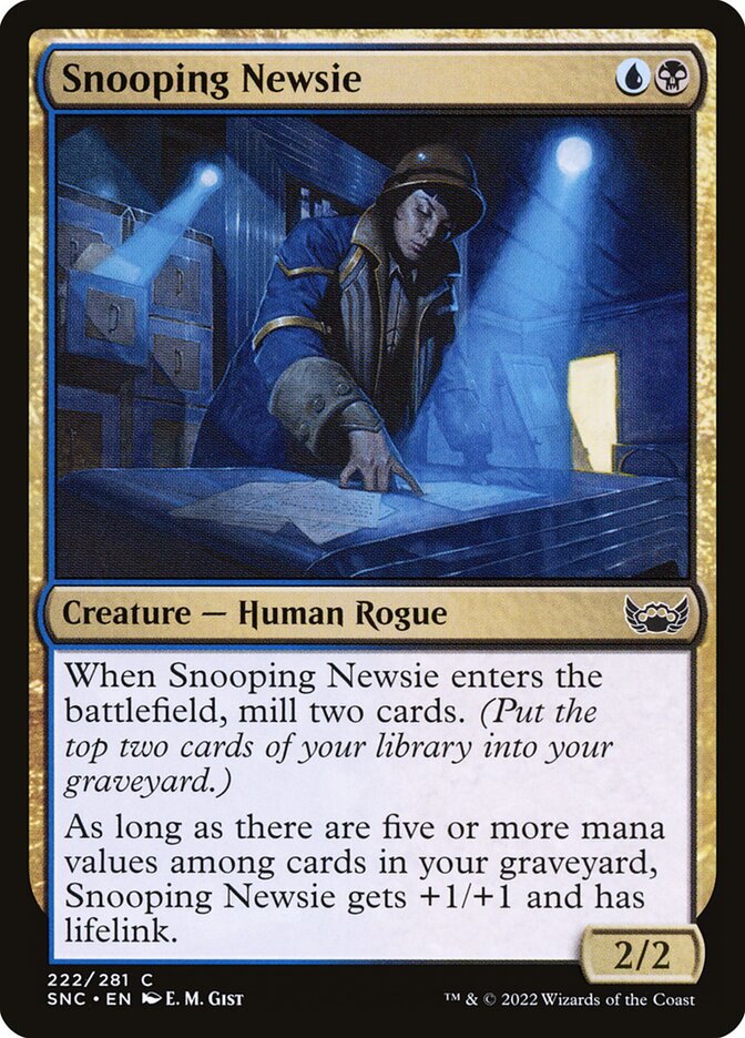 Snooping Newsie – Common Magic: The Gathering card from Streets of New Capenna (#222)