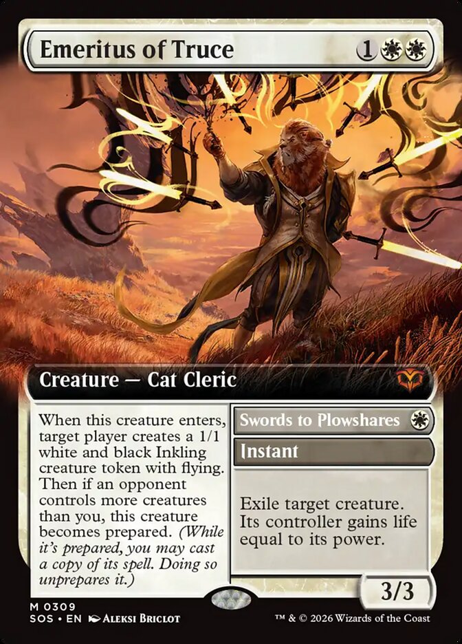 Emeritus of Truce // Swords to Plowshares – Mythic Magic: The Gathering card from Secrets of Strixhaven (#309)