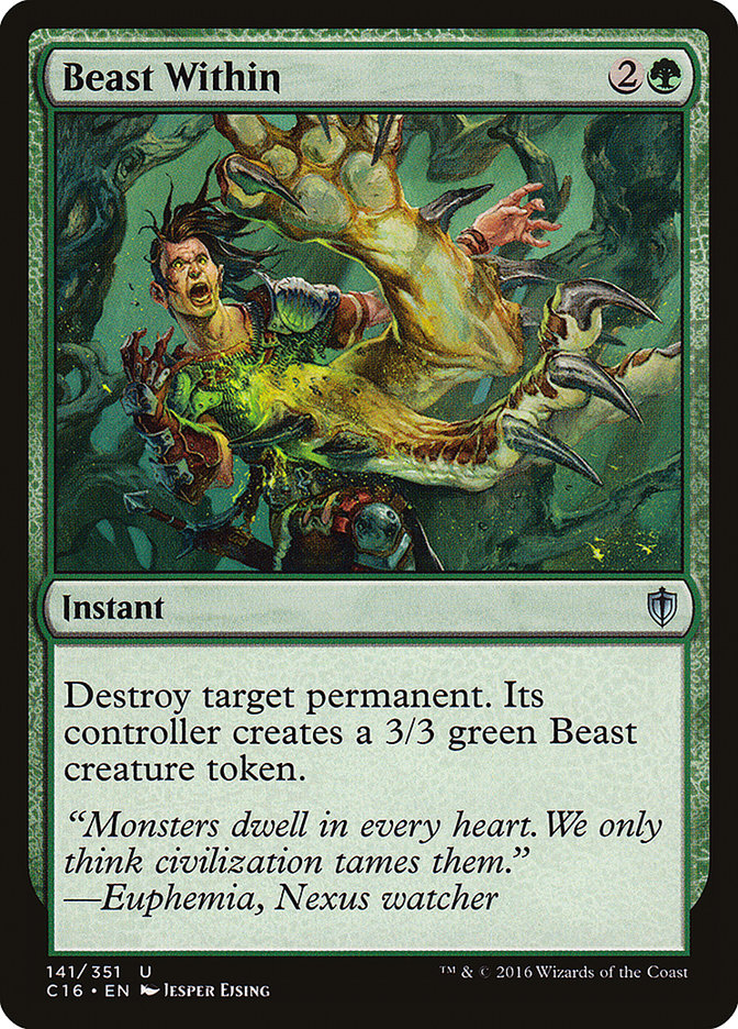Beast Within – Uncommon Magic: The Gathering card from Commander 2016 (#141)
