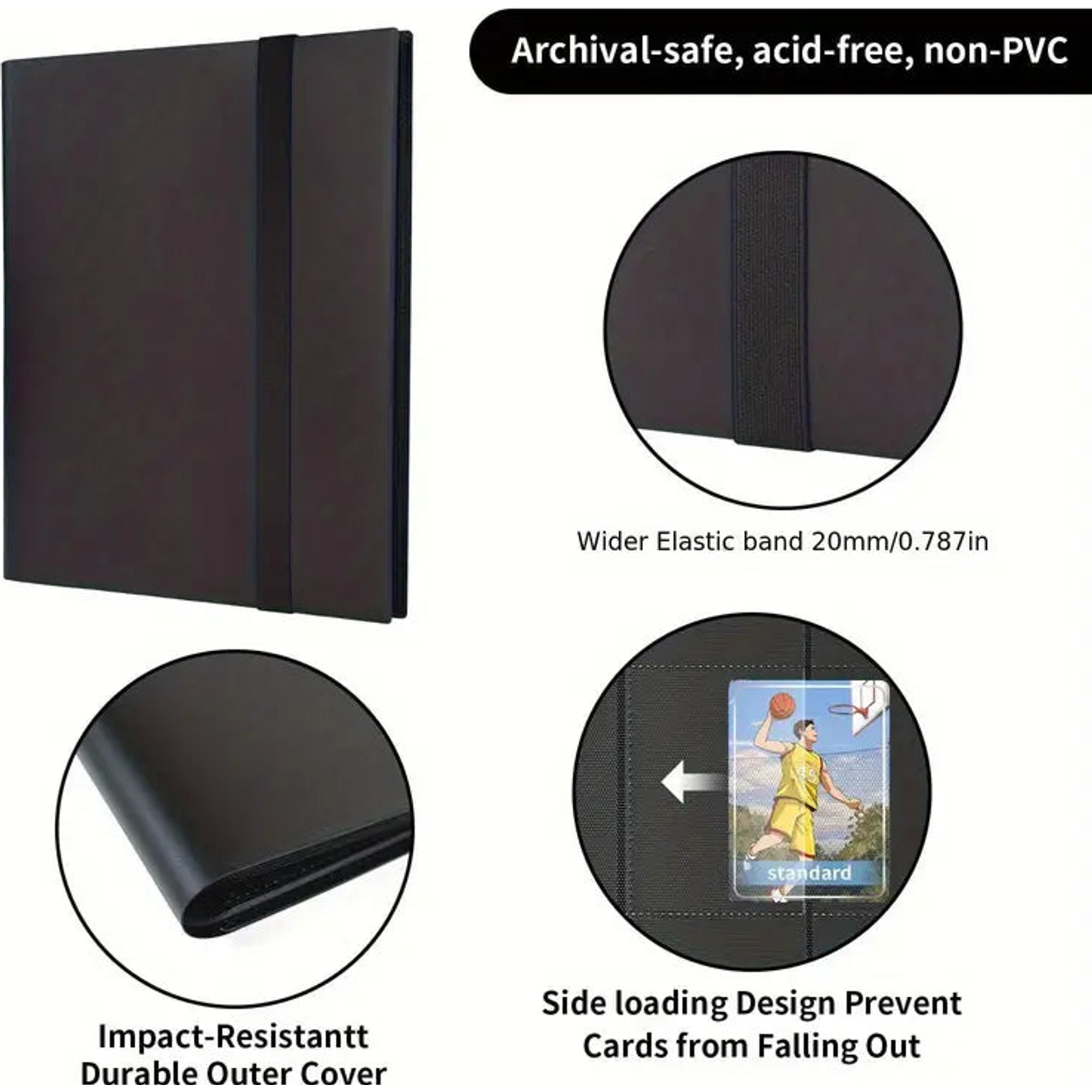 Black 9-Pocket Card Binder – 360 Capacity — view 4