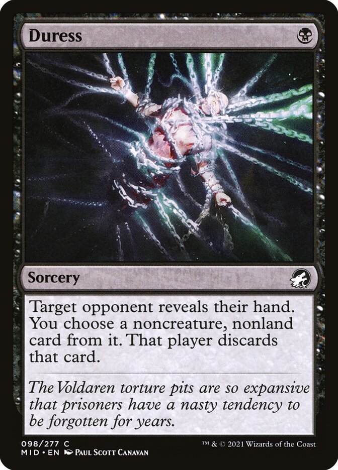 Duress – Common Magic: The Gathering card from Innistrad: Midnight Hunt (#98)