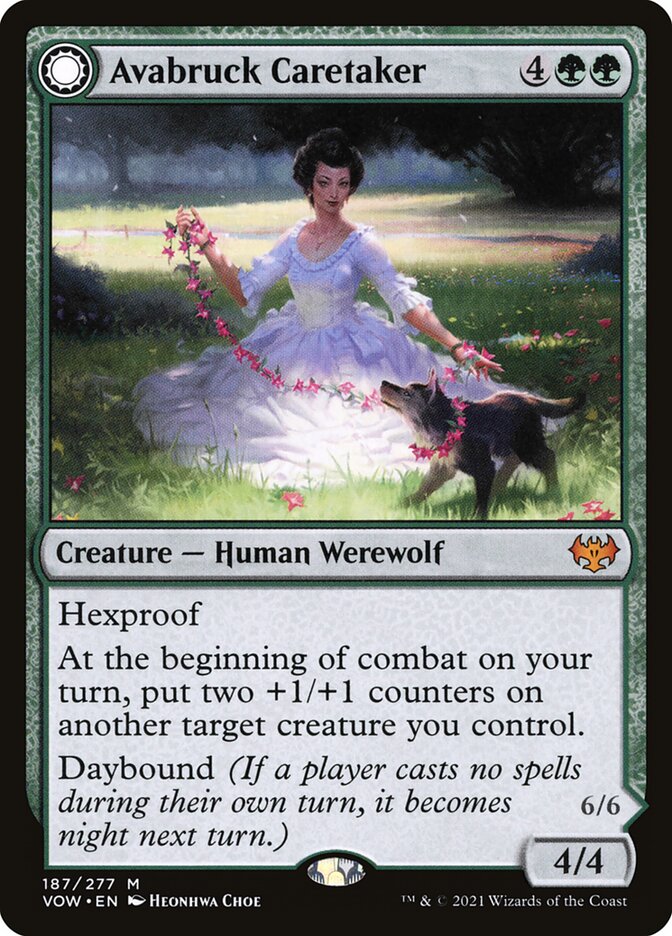 Avabruck Caretaker // Hollowhenge Huntmaster – Mythic Magic: The Gathering card from Innistrad: Crimson Vow (#187)