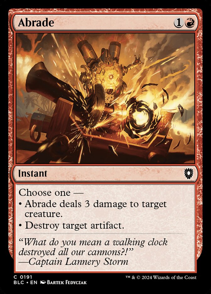 Abrade – Common Magic: The Gathering card from Bloomburrow Commander (#191)