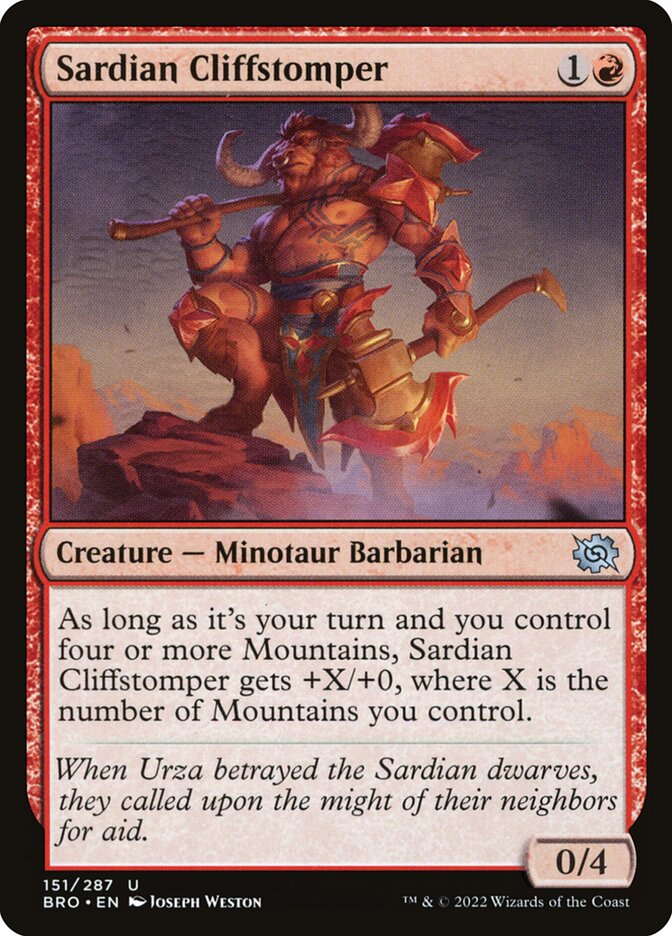 Sardian Cliffstomper – Uncommon Magic: The Gathering card from The Brothers' War (#151)