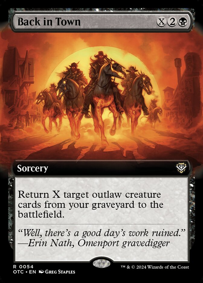 Back in Town – Rare Magic: The Gathering card from Outlaws of Thunder Junction Commander (#54)