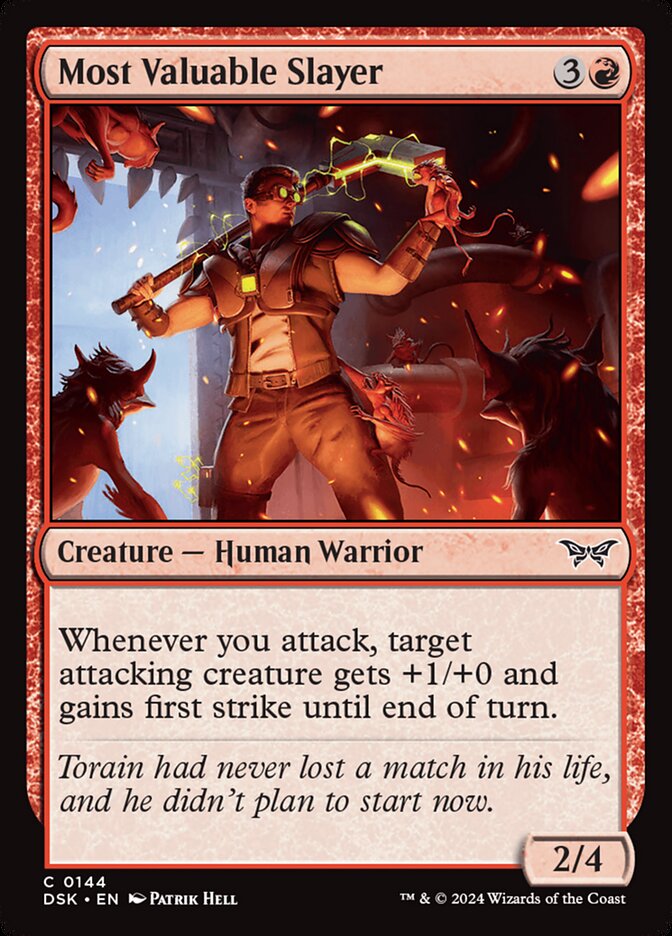 Most Valuable Slayer – Common Magic: The Gathering card from Duskmourn: House of Horror (#144)