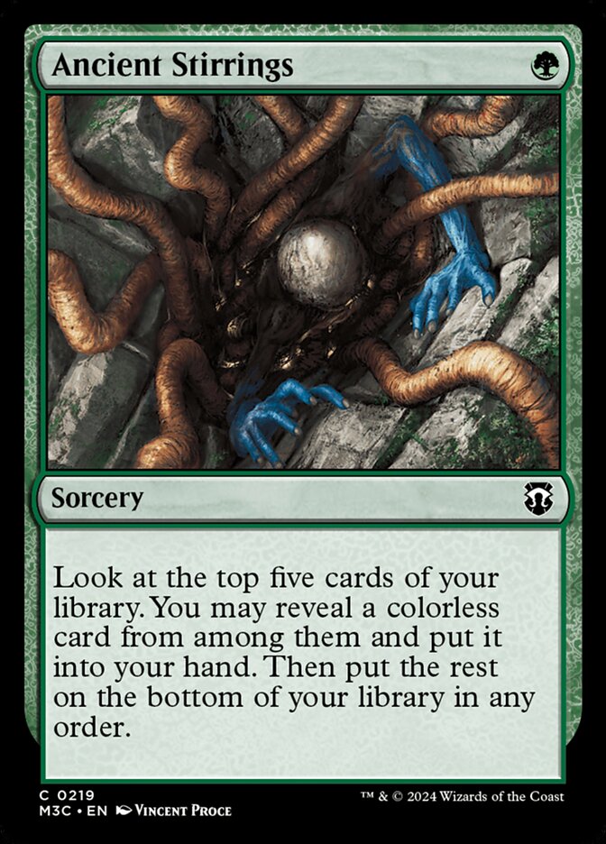 Ancient Stirrings – Common Magic: The Gathering card from Modern Horizons 3 Commander (#219)