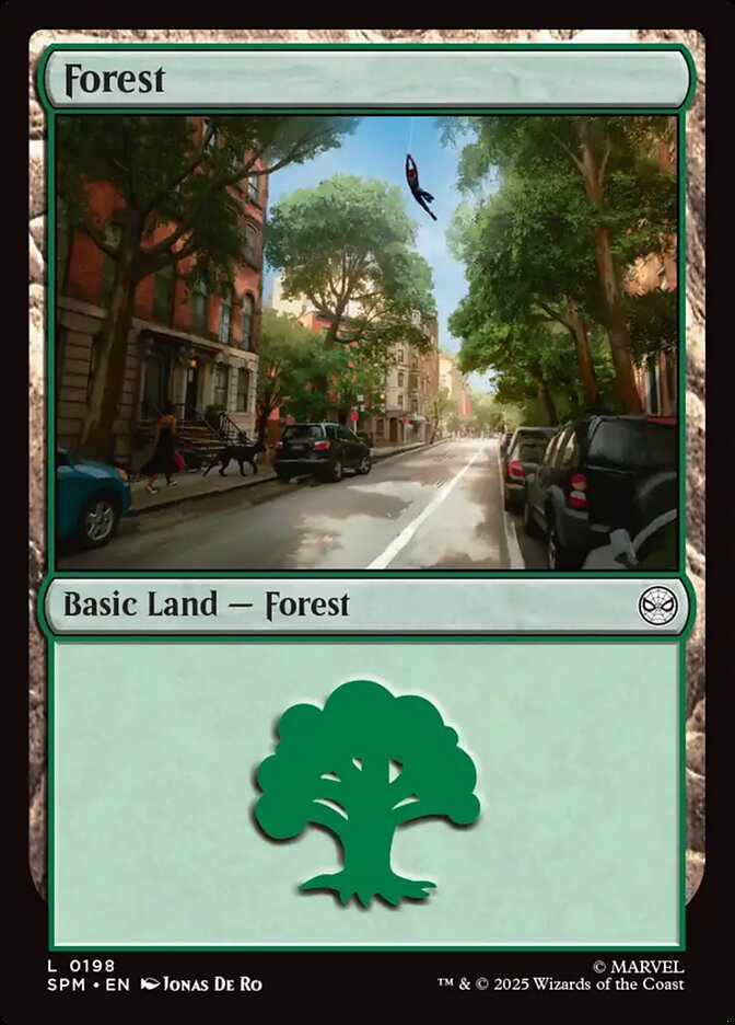 Forest – Common Magic: The Gathering card from Marvel's Spider-Man (#198)