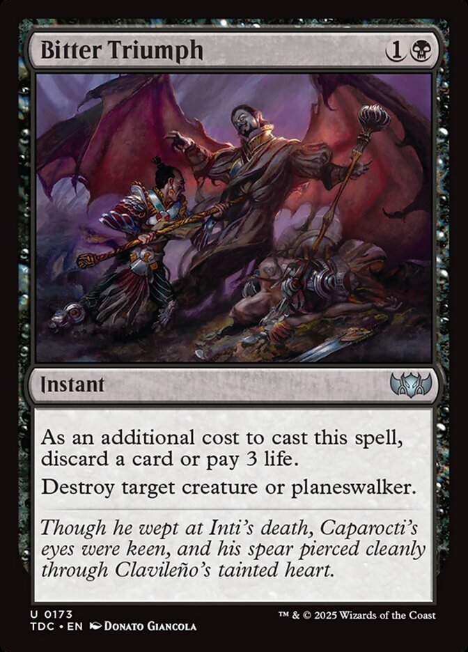Bitter Triumph – Uncommon Magic: The Gathering card from Tarkir: Dragonstorm Commander (#173)