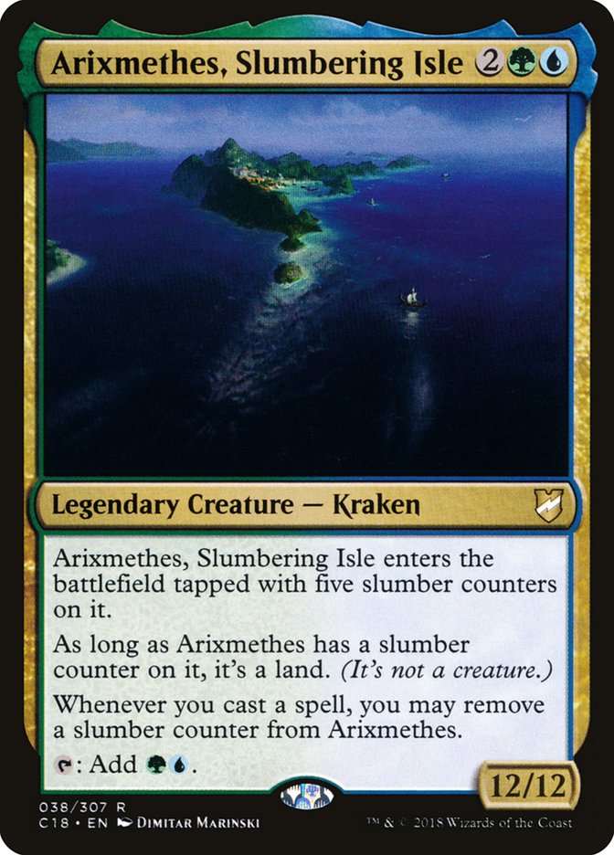 Arixmethes, Slumbering Isle – Rare Magic: The Gathering card from Commander 2018 (#38)
