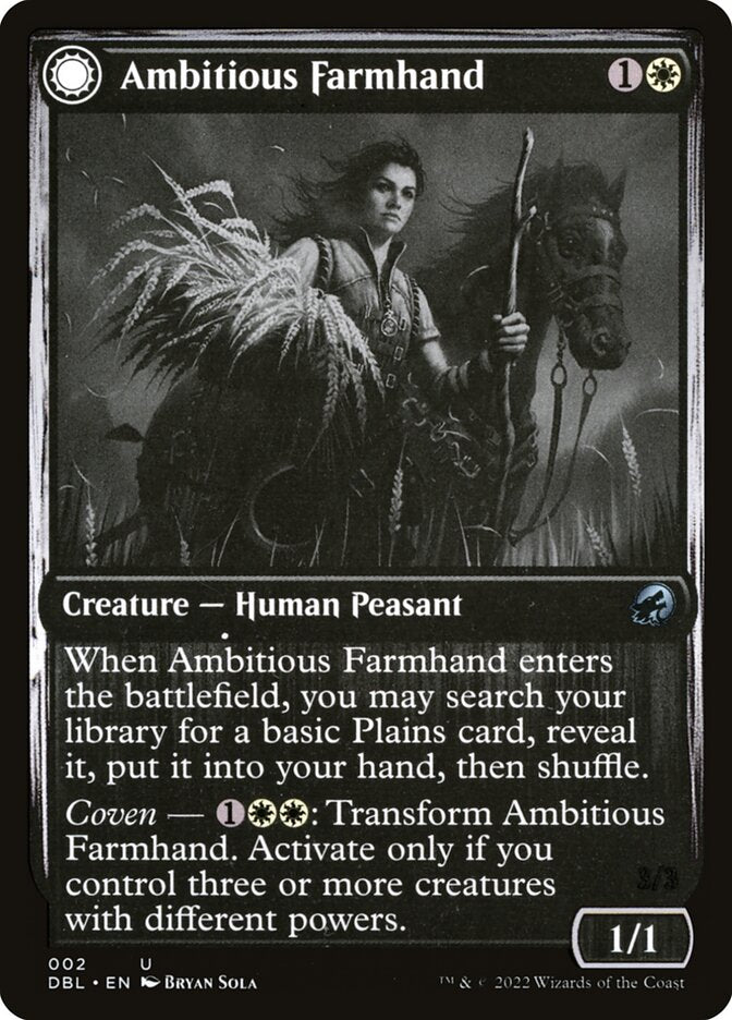 Ambitious Farmhand // Seasoned Cathar – Uncommon Magic: The Gathering card from Innistrad: Double Feature (#2)