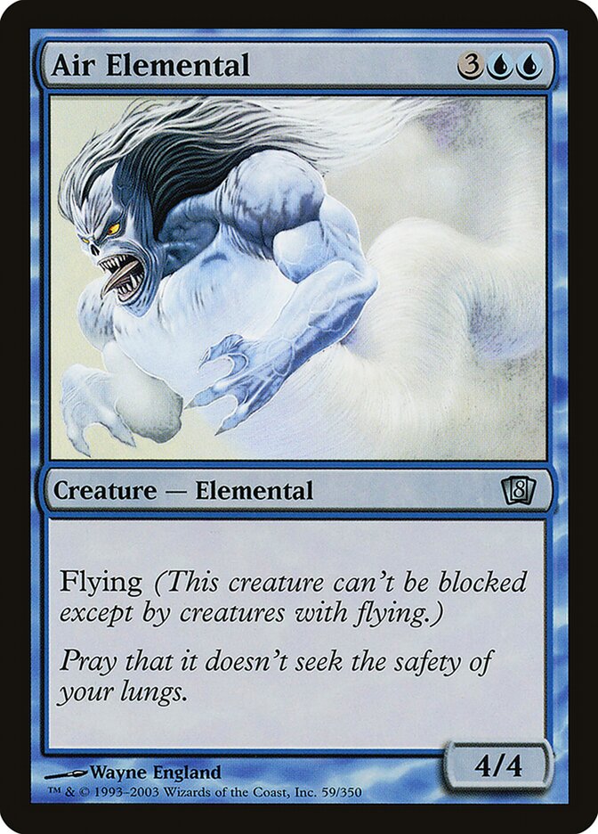 Air Elemental – Uncommon Magic: The Gathering card from Eighth Edition (#59★)