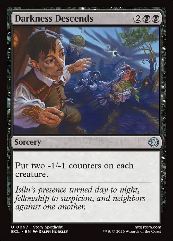 Darkness Descends – Uncommon Magic: The Gathering card from Lorwyn Eclipsed (#97)