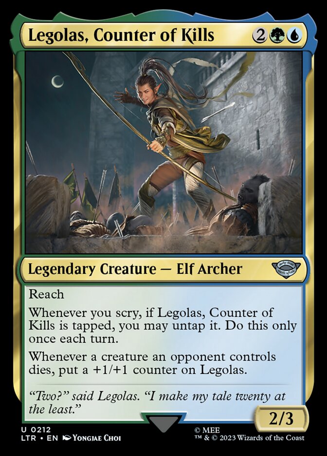 Legolas, Counter of Kills – Uncommon Magic: The Gathering card from The Lord of the Rings: Tales of Middle-earth (#212)