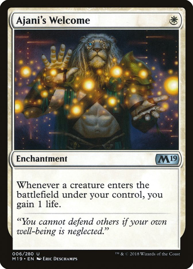 Ajani's Welcome – Uncommon Magic: The Gathering card from Core Set 2019 (#6)