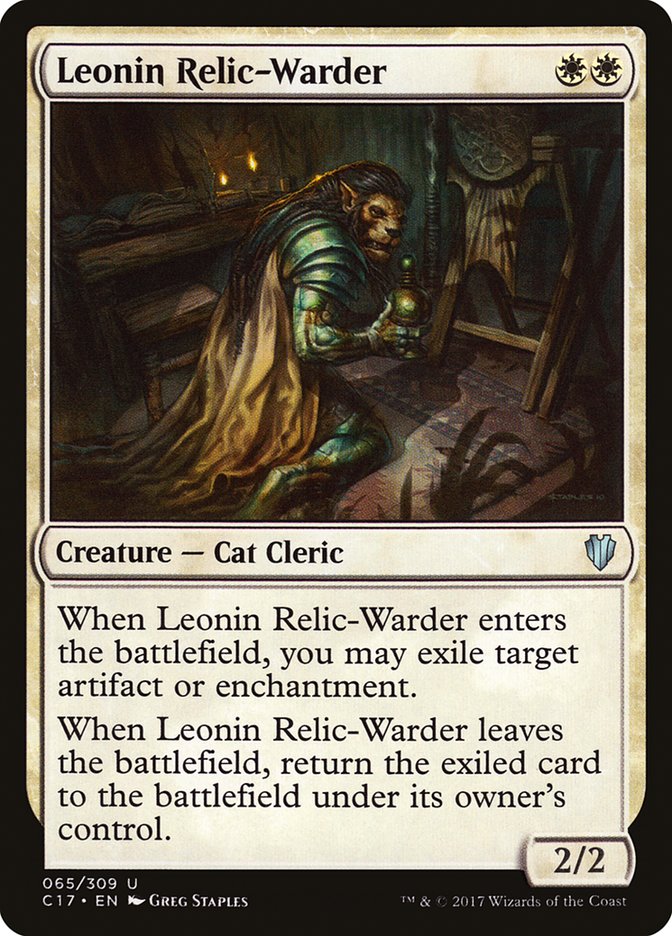 Leonin Relic-Warder – Uncommon Magic: The Gathering card from Commander 2017 (#65)