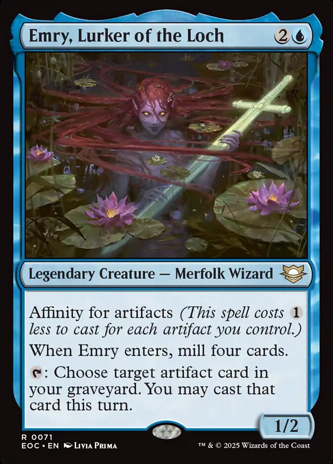 Emry, Lurker of the Loch – Rare Magic: The Gathering card from Edge of Eternities Commander (#71)