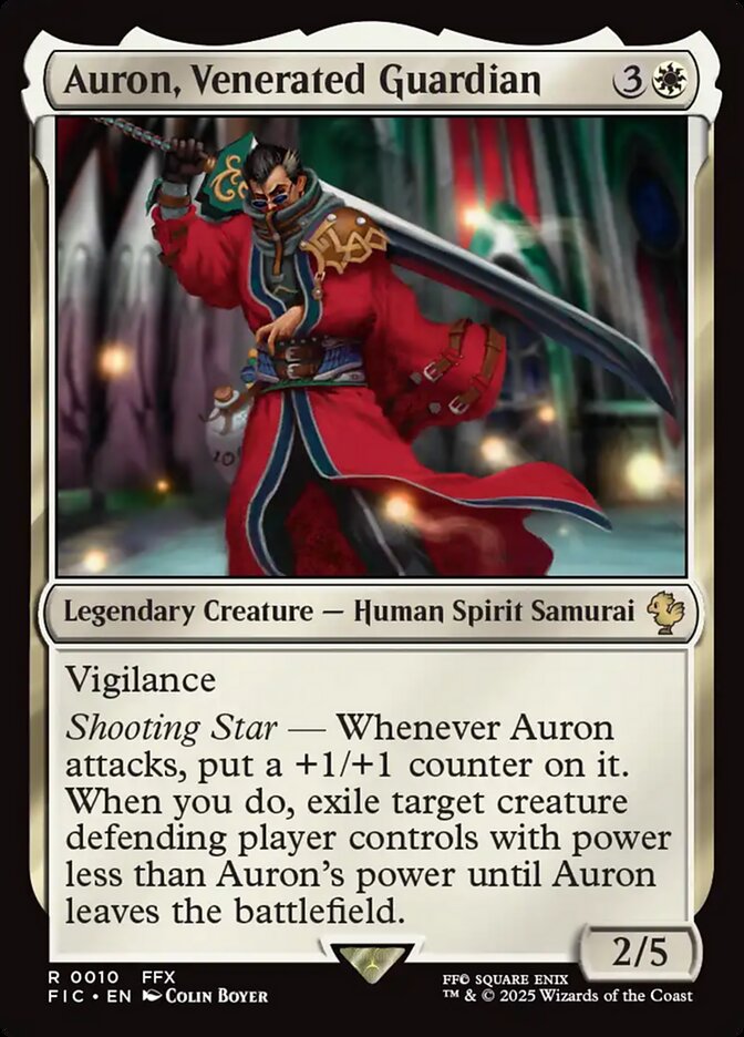 Auron, Venerated Guardian – Rare Magic: The Gathering card from Final Fantasy Commander (#10)
