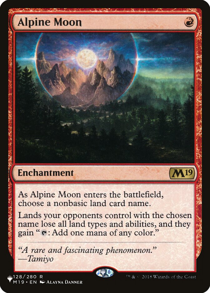 Alpine Moon – Rare Magic: The Gathering card from The List (#M19-128)