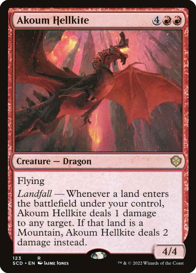 Akoum Hellkite – Rare Magic: The Gathering card from Starter Commander Decks (#123)