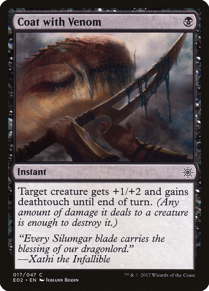Coat with Venom – Common Magic: The Gathering card from Explorers of Ixalan (#17)