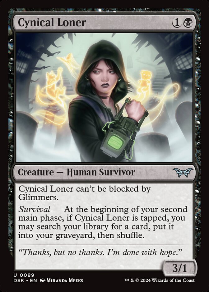 Cynical Loner – Uncommon Magic: The Gathering card from Duskmourn: House of Horror (#89)