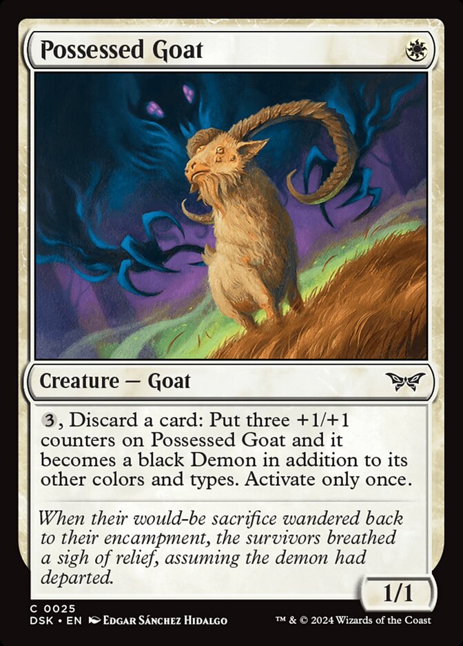 Possessed Goat – Common Magic: The Gathering card from Duskmourn: House of Horror (#25)