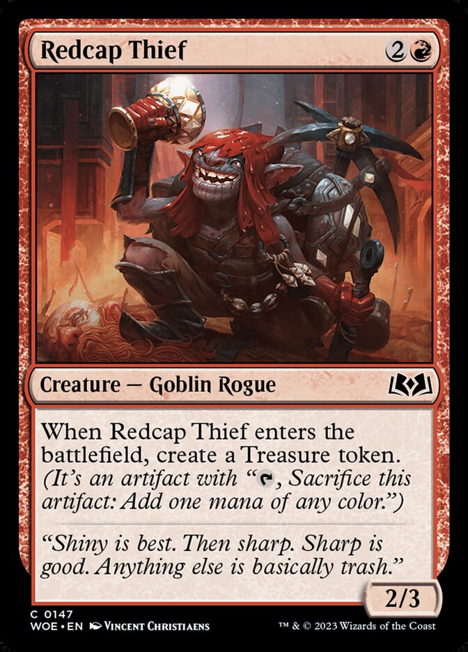 Redcap Thief – Common Magic: The Gathering card from Wilds of Eldraine (#147)