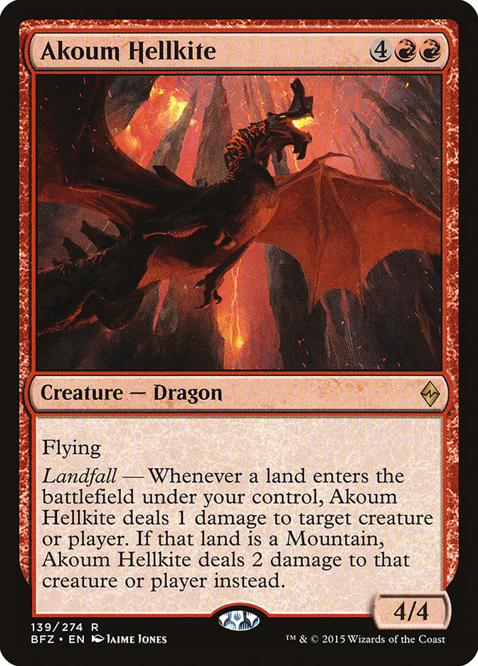 Akoum Hellkite – Rare Magic: The Gathering card from Battle for Zendikar (#139)