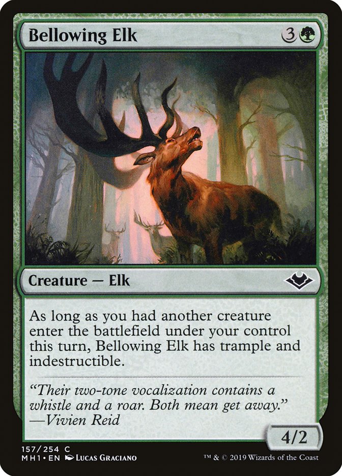 Bellowing Elk – Common Magic: The Gathering card from Modern Horizons (#157)